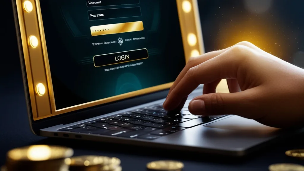 Login-Felder für Benutzername und Passwort auf dunklem Casino-Bildschirm