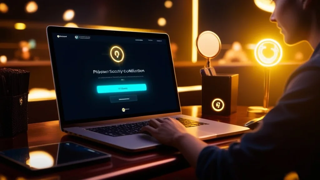 Sicherheitscode-Bestätigung im Browser mit dunkler Casino-Atmosphäre