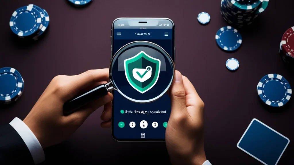 Smartphone mit Sicherheitscheck für den Download der Thorfortune App